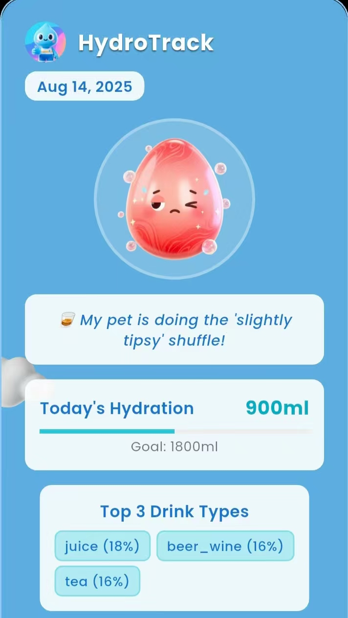 HydroTrack Pet Companion - Your cute companion reflects your hydration health